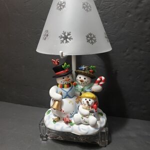 Vintage PARTYLITE Snowball Family Tealight Lamp W/Snowflake Lamp Shade